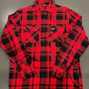 Huf Red & Black Plaid Button-Down Shirt